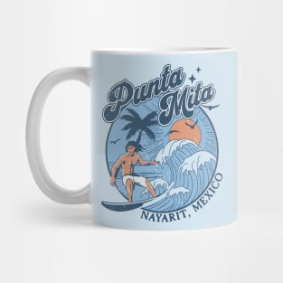 1970s Vintage Surfing Punta Mita, Mexico Retro Sunset // Old School Surfer // Surf Mexico Mug